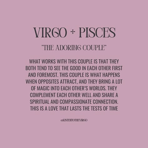 Virgo Love Compatibility + What Works 💞 #Listentothevirgo Pisces And Virgo Relationship, Virgo Soulmate, Virgo And Pisces Compatibility, Pisces Woman Compatibility, Virgo Love Compatibility, Pisces And Virgo, Virgo Stuff, Pisces Relationship, Virgo Relationships