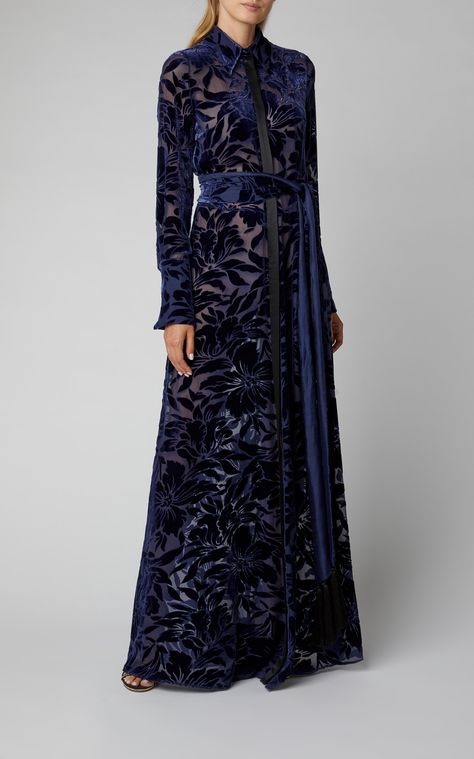 Galvan Winter Jungle Belted Devoré-Velvet Maxi Dress Biyan Fashion, Mother Of The Groom Dresses, Velvet Dress Designs, Aesthetic Wedding, Mother Wedding, Velvet Maxi Dress, Dress Mermaid, Groom Dresses, Dresses Simple