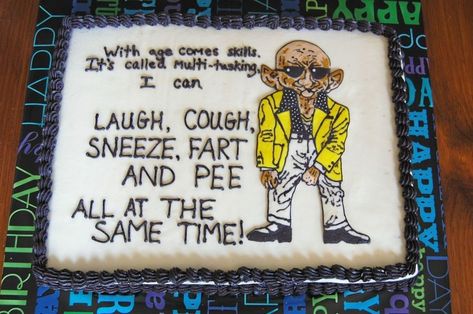 Funny 65th Birthday Cake, 60th Birthday Cake Ideas For Women Funny, Funny 80th Birthday Cake, Over The Hill Cake For Men, Man Birthday Cakes, Over The Hill Party Ideas, Hilarious Cakes, Birthday Cake Ideas For Adults, 60th Birthday Cake For Men