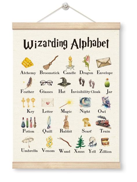 Harry Potter Classroom Decorations, Harry Potter Classroom Theme, Harry Potter Alphabet, Poster Harry Potter, Classroom Wall Art, Harry Potter Classroom, Letter Diy, Decor Classroom, Wood Hanger