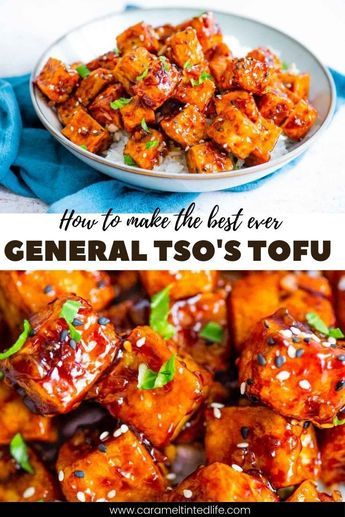 General Tsos Tofu Recipes, General Tso Tofu Recipe, Best Tofu Recipes Air Fryer, Sweet And Sour Tofu Recipes, Firm Tofu Recipes Air Fryer, Crispy Sticky Tofu, Tofu Asian Recipe, Low Carb Tofu Recipes, Firm Tofu Recipes Easy