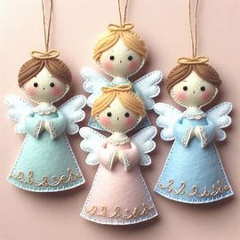 Felt Angel Ornaments, Christmas Felt Ornaments, Diy Felt Christmas Ornaments, Felt Angel, Felt Crafts Patterns, Homemade Dolls, Embroidered Felt, Christmas Felt, Felt Christmas Decorations