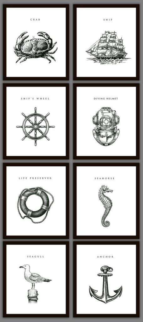 Nautical Prints, Nautical Bedroom, Dekor Diy, Nautical Bathrooms, Nautical Home, Nautical Art, Nautical Fashion, Art Print Set, Beach Cottages