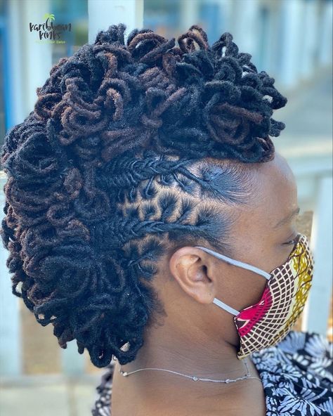 Petal Bun Locs, Microloc Hairstyles, Curled Locs, Loc Mohawk, Beautiful Bun Hairstyles, Braided Locs, Updo Cabello Natural, Loc Styles For Women, Loc Updos