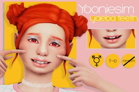 always in unison, yaeba teeth 😀🐹🍥 cute crooked teeth with pointy... Yaeba Teeth, Teeth Replacement, Crooked Teeth, Kids Teeth, Sims 4 Mm Cc, Teeth Braces, Sims 4 Body Mods, Sims 4 Cc Skin, Sims 4 Teen