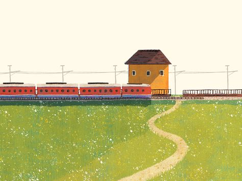 Train Images, Train Illustration, Travel Illustration, Base Camp, Landscape Illustration, Editorial Illustration, The Fox, The Train, Graphic Illustration