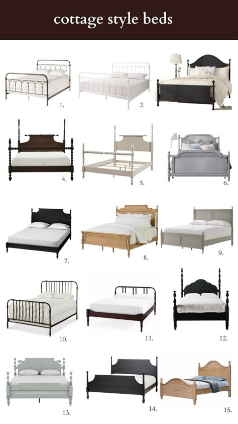 Cottage-Style Beds at Every Price Point! | We're the Whites Canopy Bed Aesthetic, Cottage Core Bed, King Size Wood Bed Frame, Affordable Bed Frames, Black King Bed, Secret Rooms In Houses, Cottage Style Bedroom, Bed Aesthetic, Vintage Bed Frame