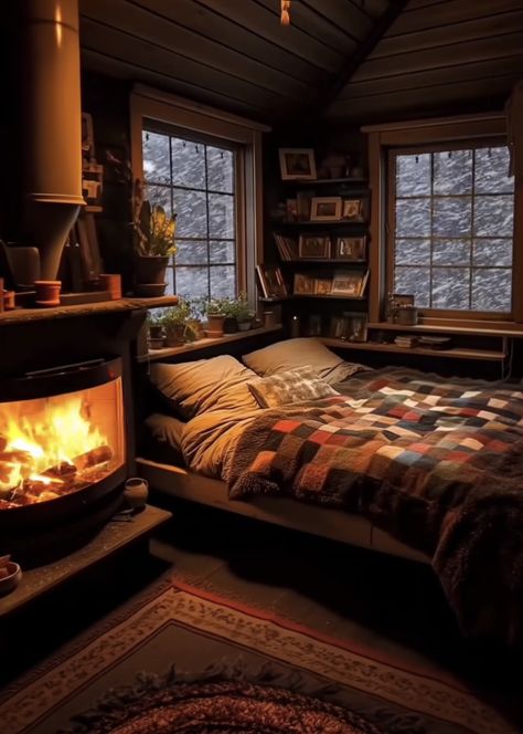 Cozy Childhood Hideaway, Snowy Cabin Aesthetic, Cabincore Decor, Snowy Cabin In The Woods, Cabin Indoor, Cabincore Aesthetic, Cozy Cabin Aesthetic, Cozy Winter Cabin, Cabin Room