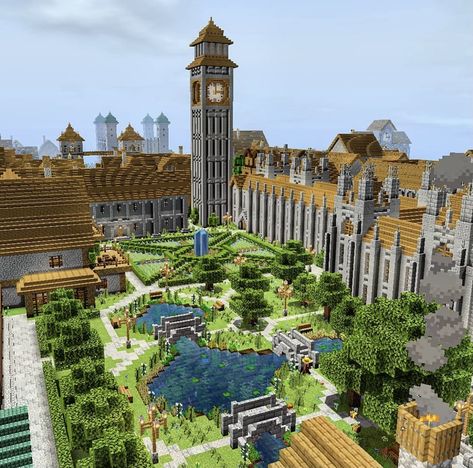 Minecraft Survival Fortress, Minecraft City Center, Minecraft Civilization, Minecraft University, Minecraft Kingdom Layout, Minecraft Town Square, City In Minecraft, Minecraft Hypixel, Minecraft Castle Designs