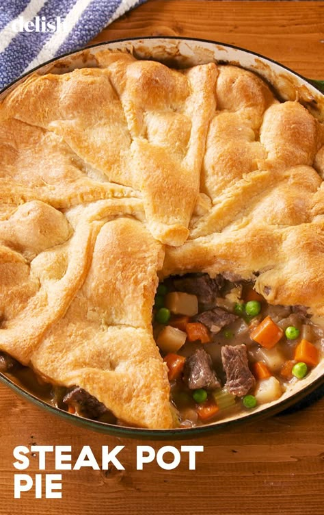 Steak Pot Pie, Beef Pot Pie Recipe, Steak Dinner Recipes, Weeknight Dinner Recipes, Beef Pot Pies, Meat Pie Recipe, Leftover Steak, Pot Pie Recipe, Pot Pies Recipes