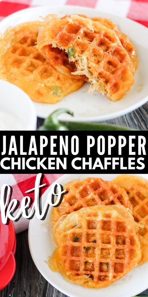 Jalapeno Popper Chicken Keto Chaffles #ketojalapenopopperchaffles #chaffles Savory Chaffle, Keto Waffles, Keto Chaffles, Keto Chaffle, Chaffle Recipe, Jalapeno Popper Chicken, Waffle Maker Recipes, Jalapeno Popper, Perfect Keto