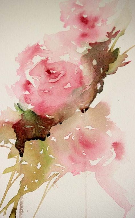 Watercolours With Life: Painting Roses in a Loose Style : Foliage Jean Haines, Loose Watercolor Flowers, Painting Roses, Watercolor Pictures, Watercolour Inspiration, Loose Watercolor, Watercolor Flower Art, Abstract Flower Painting, 수채화 그림