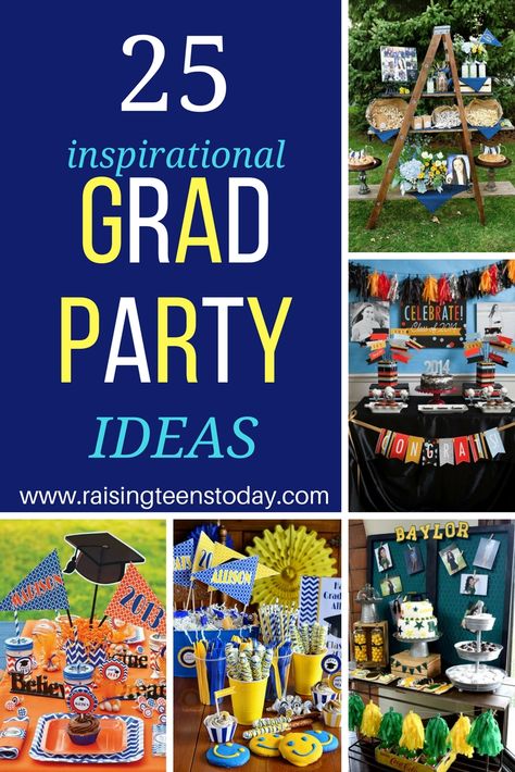 Grad Party Themes, Boys High School Graduation Party, Graduation Party Inspiration, High School Grad Party, Grad Party Food, Boys Graduation Party, Grad Party Theme, Highschool Graduation, High School Graduation Party Decorations