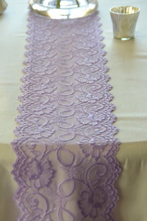 Lavender Baby Showers, Rustic Burlap Wedding, Lace Runner, Lace Diy, Lilac Wedding, Table Runners Wedding, 75th Birthday, Lilac Lavender, Mom Wedding