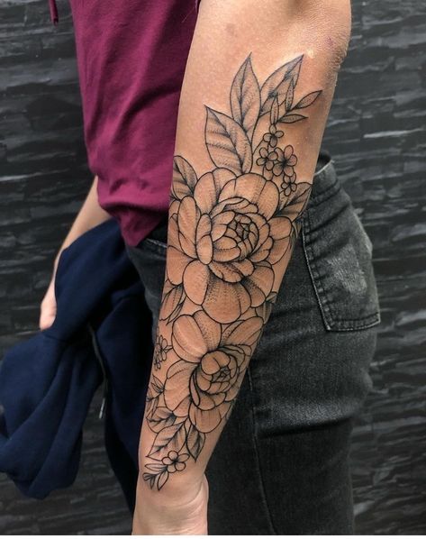 Floral Tattoo Men Forearm, Floral Tattoo Design Sleeve Men, Male Floral Tattoo Sleeve, Outline Of Flowers Tattoo, Flowers Men Tattoo, Men’s Floral Tattoos, Flower Tattoos Sleeve Men, Forearm Tattoo Men Flowers, Forearm Tattoo Men Sleeve Flowers