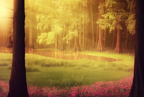 Fantasy, Forest, Moss, Lake, Meadow, Flowers, Sunlight Black Clover Licht, Dnd Landscape, Forest Moss, Jungle Forest, Forest Background, Scenery Background, Fantasy Forest, Cartoon Background, Wallpapers Backgrounds