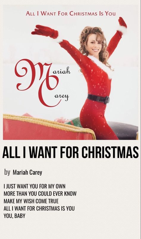 minimal poster of the song all i want for christmas by mariah carey Last Christmas Song, Last Christmas Lyrics, What I Want For Christmas, Mariah Carey Songs, Mariah Carey Christmas, Easy Christmas Drawings, Christmas Songs Lyrics, Xmas Songs, Christmas Lyrics