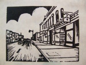 Main Street Town Cartoon, Town Drawing, Cartoon Tattoo, Cartoon Tattoos, Ghost Town, Lino Print, Ghost Towns, Linoleum, Main Street