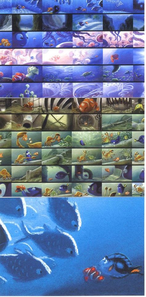 Finding Nemo Finding Nemo Storyboard, Nemo Concept Art, Pixar Visual Development, Finding Nemo Concept Art, Pixar Color Script, Color Key Concept Art, Pixar Storyboard, Storyboard Reference, Pixar Concept Art