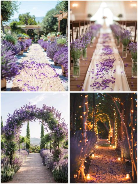 Lavender Wedding Aisle, White And Lavender Wedding Decorations, Wedding Theme Ideas Purple, Fall Wedding Lavender, Wedding Themes Purple Lavender, Lavendar Wedding Aesthetic, Lavender Summer Wedding, Lavender Wedding Theme Decor, Light Pink And Lavender Wedding