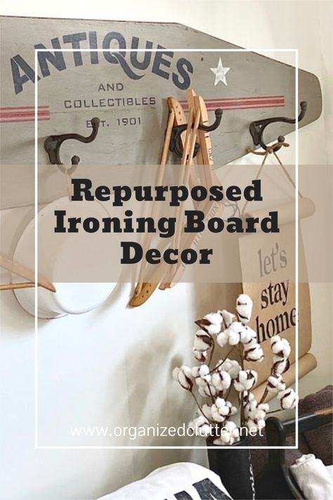 Metal Ironing Board Ideas Repurposed, Vintage Ironing Board Ideas Decor, Old Ironing Board Ideas Home Decor, Old Wash Boards Decor Ideas, Old Wooden Ironing Board Ideas, Antique Ironing Board Ideas, Vintage Ironing Board Ideas, Wood Ironing Board Ideas, Wooden Ironing Board Ideas Repurposed