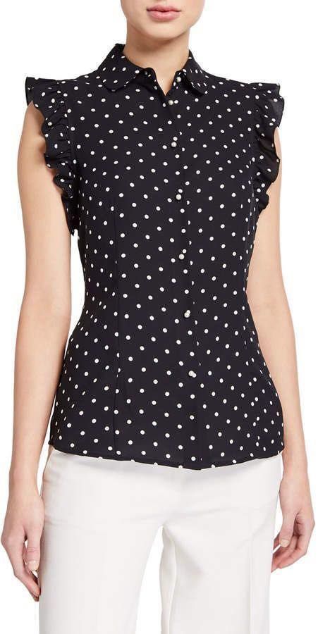 Fashion Tops Blouse, Blouse Pattern Sewing, Trendy Fashion Outfits, Polka Dot Blouse, Blouse Pattern, Ladies Tops Fashion, Anne Klein, Fashion Tops, Blouse Designs