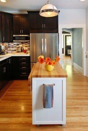 Kitchen table island Renovation Apartment, Small Kitchen Ideas On A Budget, Small Kitchen Renovations, Budget Kitchen Remodel, Diy Countertops, Dark Kitchen Cabinets, Dark Cabinets, Kitchen Remodeling Projects, Kitchen On A Budget