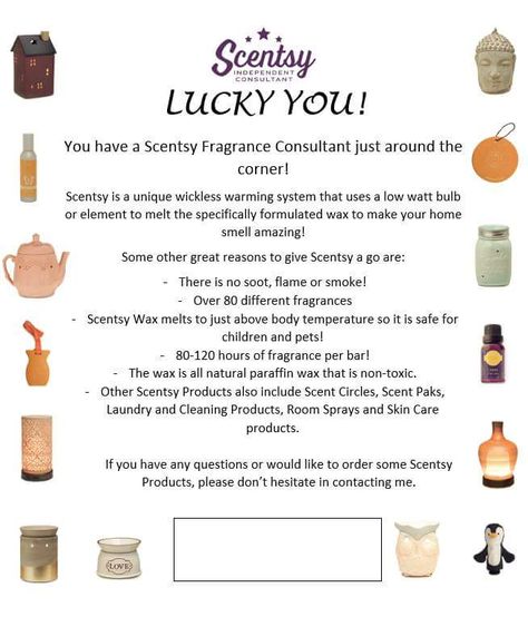 Scentsy Consultant Flyer Lucky You New in the Neighborhood Scentsy Ideas Printables, Scentsy Pictures, Scentsy Consultant Business, Scentsy Flyers, Scentsy Games, Scentsy Facebook Party, Scentsy Marketing, Outside Fall Decor, Scentsy Ideas