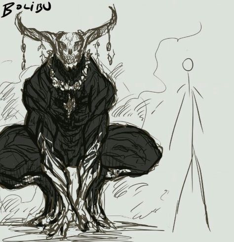 Tall Demon Drawing, African Demon Art, Scary Demon Drawing, Demon Reference Character Design, Scary Humanoid Creature, Demon Ideas Drawing, Demon Drawing Reference Male, Drawings Of Demons, Cool Demon Art