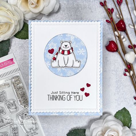 Stop and Stamp the roses: Polar Bear Pals - MFT Sketch challenge Crazy Birds Christmas Cards, Bear Cards Handmade, Mft Cards, Christmas Card Inspiration, Card Making Crafts, Mft Stamps, Sketch Challenge, Winter Cards, Animal Cards