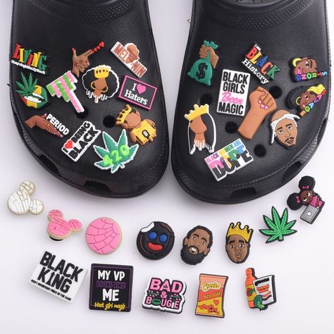 1 Pcs Black Girl Magic Croc Shoe Charms Accessories Decorations Clog Sandals PVC Black Lives Matter Charm Button BLM Girl Gift _ - AliExpress Mobile Decorated Crocs Shoes Charms, Croc Buttons, Croc Shoe Charms, Magic Shoes, Black Crocs, Shoe Decorations, Crocs Jibbitz, Clog Sandals, Croc Charms