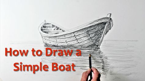 Boat Drawing Simple, Boat Sketch, Simple Boat, Boat Drawing, Learning To Draw, Start Drawing, Boat Painting, Drawing Tutorial Easy, Drawing For Beginners