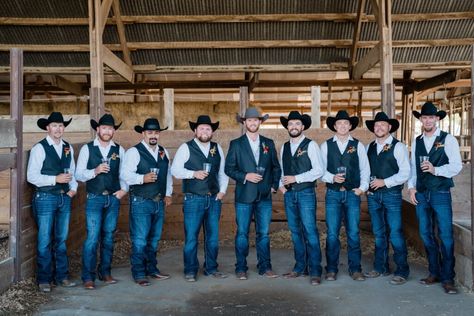 Rustic Groomsmen Attire Navy, Country Wedding Outfit For Men Jeans Cowboy Boots, Navy Jacket And Jeans Groom, Western Groomsmen Attire Blue, Western Groomsmen Attire Vest, Country Wedding Groomsmen Jeans Boots Groom Attire, Western Groomsmen Attire Black, Country Wedding Groomsmen Jeans, Country Groomsmen Attire Jeans Boots