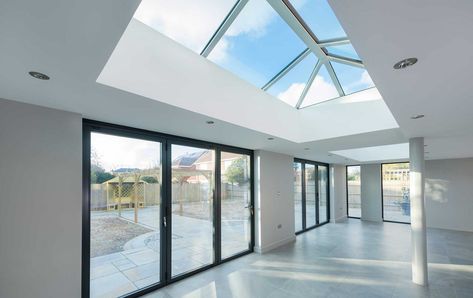 Lantern Roof Extension, Lantern Roof Light, Lantern Roof, Sliding French Doors Patio, Flat Roof Skylights, Aluminium Roof, Orangery Extension, Flat Roof Extension, Roof Skylight