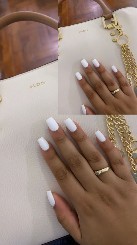 Plain White Short Nails, French Manicure With White Base, Coffin Shape White Nails, Nails For Medical Professionals, White Gel Nails Square, Squoval Gel X Nails, Short Narrow Square Nails, Corporate Girl Nails, Corporate Nails Simple