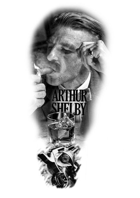 Shelby Tattoo, Peaky Blinders Tattoo, Movie Character Tattoos, Breaking Bad Tattoo, Tattoo Mafia, Arthur Shelby, Full Sleeve Tattoo Design, Cool Arm Tattoos, Full Sleeve Tattoo