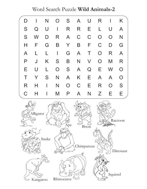 Kids Word Search, Animals Preschool, Preschool Puzzles, Printable Mazes, English Activities, Free Preschool, Preschool Learning Activities, Learning Languages, Preschool Learning