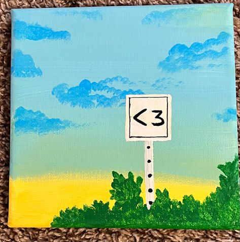 <3 sign / acrylic painting Road Sign Painting, Street Sign Painting, Road Signs Paintings, Sign Painting, Acrylic Painting Tips, Road Sign, Street Sign, Mini Canvas Art, Mini Canvas