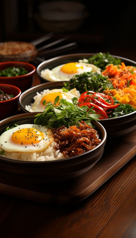 : #BibimbapBliss #ColorfulDelight #KoreanCuisine #NourishingBowl Description: Experience the joy of bibimbap through this vibrant and nourishing illustration, celebrating the flavors of Korean cuisine. Korean Food Presentation, Korean Food Photography Aesthetic, Bibimbap Photography, Korean Cuisine Aesthetic, Korean Dishes Aesthetic, Korean Food Wallpaper, Korea Food Photography, Bibimbap Aesthetic, Korean Food Photography