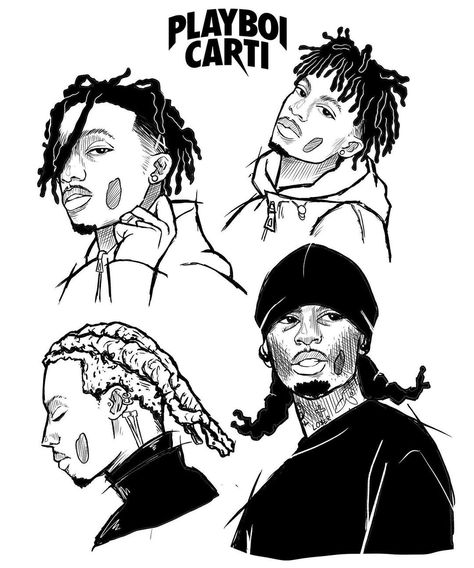 Art by : aogiritrap Playboi Carti Drawing, Carti Drawing, Carti Art, Spiderman Art Sketch, Graffiti Style Art, Vampire Art, Swag Cartoon, Celebrity Drawings, Mini Drawings