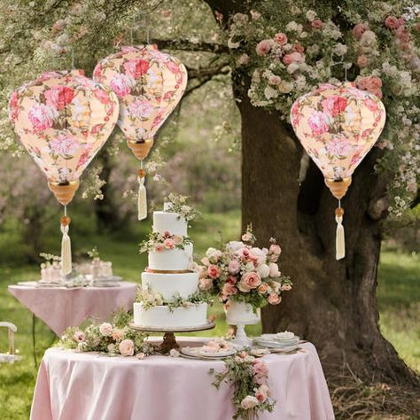 Summer Rose Floral Print Blush Pink Silk and Bamboo Lanterns Vietnamese Lanterns, Whimsical Wildflower Wedding, Balloon Lanterns, Lantern Wedding, Wedding Garden Party, Bamboo Lantern, Wedding Shopping, Spring Summer Wedding, Wedding Lanterns