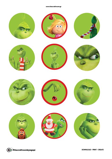 Grinch Stickers Printable, Grinch Free Printables, Grinch Tags, Grinch Bingo, Free Printable Grinch, Grinch Clip Art, Grinch Christmas Treats, Grinch Stickers, Grinch Crafts