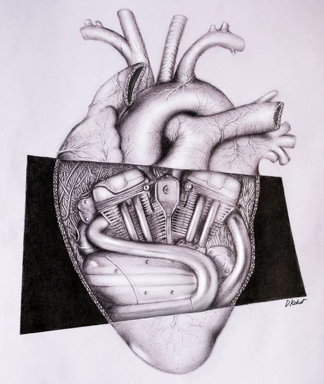 Drawing Of Heart, Engine Tattoo, Heart Drawing, Geometric Tattoo, Engineering, Tattoos, Drawings, Art