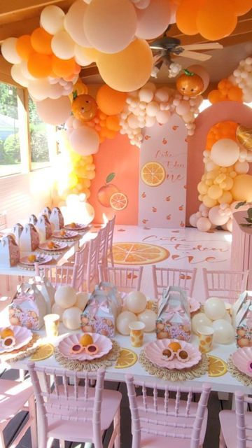 Orange First Birthday Theme, Cutie Orange First Birthday Theme, Our Cutie Is One, Cutie Pa Two Tie Birthday, Little Cutie Birthday Party, Cutie Themed Birthday Party, Cutie Party, Orange Birthday Parties, Luxury Baby Shower