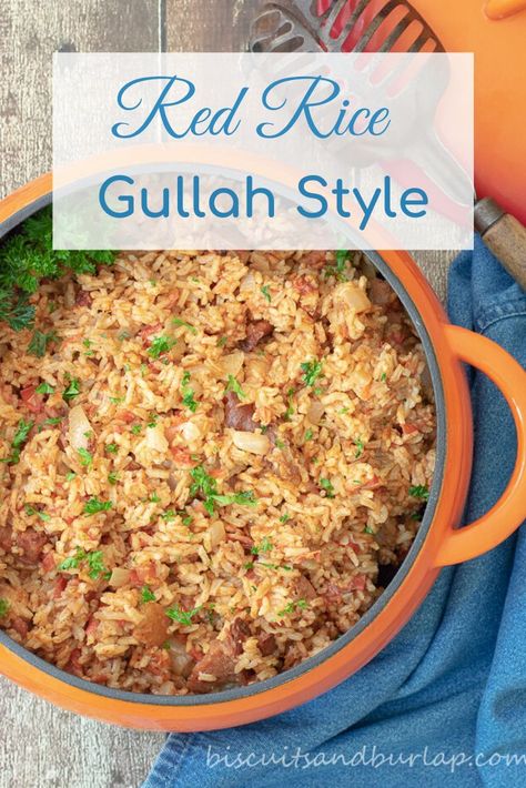 A vintage recipe for red rice Gullah style is made with simple ingredients. #redrice #redricerecipe #gullah #geechee #charleston Red Rice Recipe, Southern Foods, Pan Dishes, Friends Recipes, Southern Travel, Country Recipes, Rice Side Dishes, Southern Dishes, Southern Cuisine