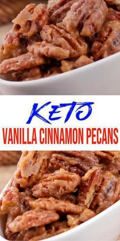 Keto Pecans - BEST Low Carb Pecan Recipe – Easy Ketogenic Diet Ideas! Low carb vanilla cinnamon pecans loved by all - easy keto recipes - keto pecans that are quick & simple. Healthy vanilla cinnamon candied pecans- gluten free, sugar free. Check out these pecans - crunchy keto cinnamon vanilla pecans. Great breakfast, snacks or desserts. Great for parties (birthday, bridal shower). #keto #ketodesserts #lowcarb Keto Thanksgiving Desserts Easy, Keto Pecans, Pecan Recipes Easy, Pecan Recipe, Galletas Keto, Candied Pecans Recipe, Keto Cinnamon, Cinnamon Pecans, Postre Keto