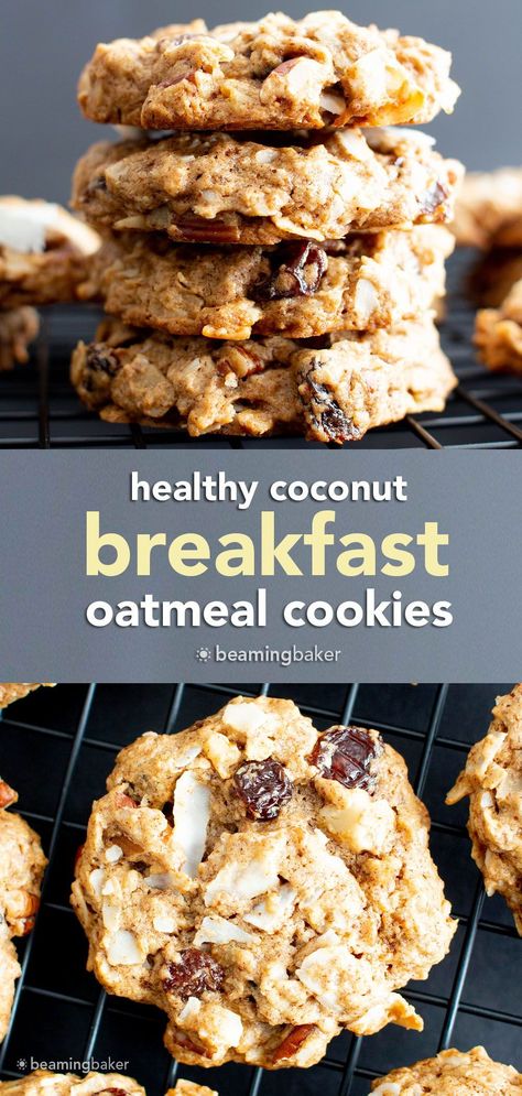 Coconut Cookies Healthy, Antinflammatory Diet, Breakfast Oatmeal Cookies, Protein Bakes, Healthy Breakfast Oatmeal, Nut Free Breakfast, Beaming Baker, Vegan Oatmeal Cookies, Gluten Free Oatmeal Cookies