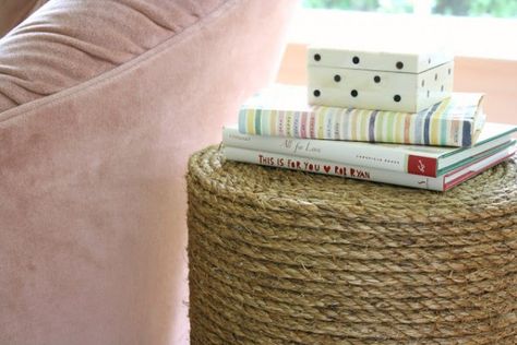 several decorating with rope DIY's #crafts #coastal living Rope Side Table, Cheap Side Tables, Repurposed Containers, Furniture Repurposing, Upcycle Furniture, Bucket Ideas, Diy Side Table, Entrepreneur Ideas, Crafty Fox