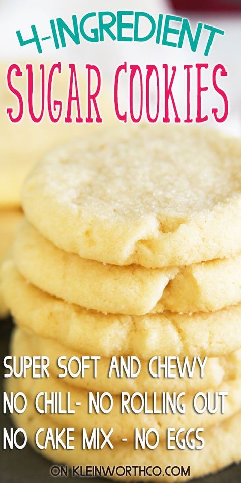 Cookie Recipe Without Eggs, Cake Mix Cookie Recipe, Eggless Sugar Cookies, Cake Mix Cookie, Easy Homemade Cookies, 3 Ingredient Cookies, Oatmeal Raisin Cookies Chewy, Homemade Sugar Cookies, Sugar Cookie Recipe Easy