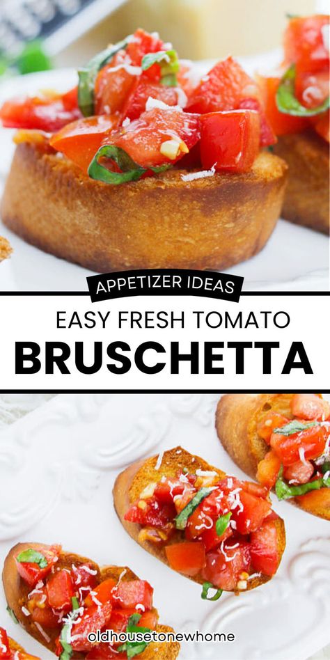 Bruschetta recipe easy appetizers. This easy Bruschetta recipe is the perfect recipe for all those garden tomatoes. You will love this tomato recipe and crave it all year long! Bruschetta Recipe Easy, Brushetta Appetizers, Tomato Basil Bruschetta, Rustic Loaf, How To Make Bruschetta, Tomato Bruschetta Recipe, Easy Bruschetta Recipe, Summer Hosting, Homemade Bruschetta